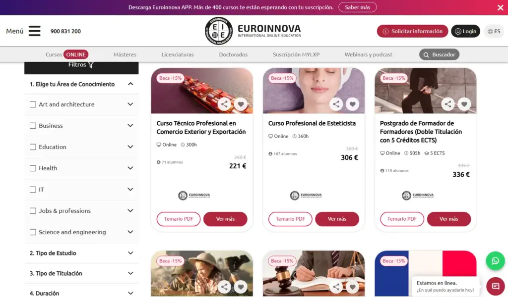 Oferta de cursos inmobiliarios de Euroinnova