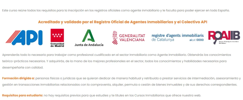 Acreditaciones AICAT y API del curso de Aula Inmobiliaria