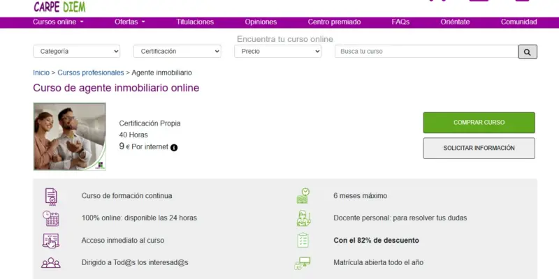 Curso de agente inmobiliario de Formación Carpe Diem